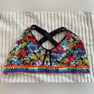 TOMBOY X Plus Size 4X Sports Rainbow Floral Pride Bralette 🌈🌷🌼